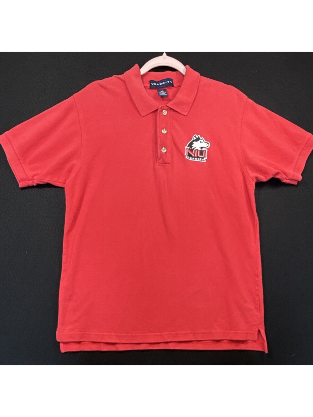 Velocity NIU Huskies Red Men’s Polo Shirt SM Cotton Short Sleeve Logo